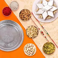 Free Rakhi, Roli Tilak and Chawal with Silver Plated Thali, Haldiram Kaju Katli and Dry Fruits to Uk-rakhi-dry-fruits.asp