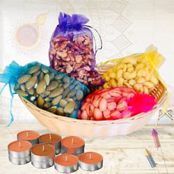 Gratifying Dry Fruits Potli with Candles N Laxmi Ganesh Idol to Usa-diwali-hamper.asp