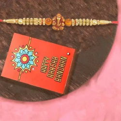 Astonishing Ganesh Rakhi with Roli Chawal Tika n Rakhi Card to India