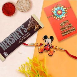 Cute Kids Rakhi with Hersheys Chocolates, Roli Tilak n Card to Usa-gifts-for-sister.asp