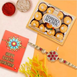 Spectacular Gift of Rakhi with 12pc Ferrero Rocher Pack to Usa-rakhi-chocolates.asp