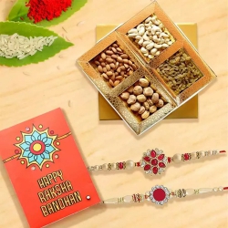 Elegant Pair of Rakhi with Assorted Dry Fruits to Stateusa.asp