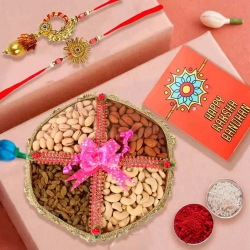 Attractive Family Set Rakhi with Mixed Dry Fruits Basket to Stateusa.asp