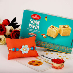 Dazzling Rakhi N Soan Papdi Gift Pack to Usa-rakhi-hampers.asp