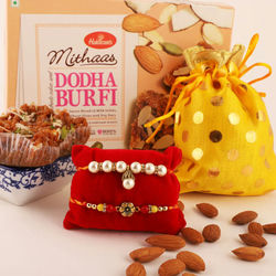 Designer Rakhis, Dodha Burfi and Almonds Pack to Usa-rakhi-sweets.asp