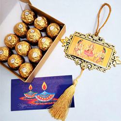 Marvelous Ferrero Rocher Gift Pack with Metallic Hanging to Usa-diwali-chocolates.asp