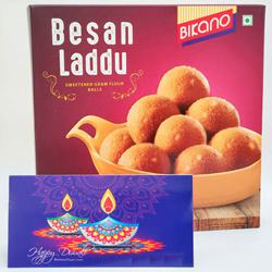 Irresistible Pack of Besan Laddoo with Greeting Card to Usa-diwali-sweets.asp