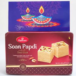 Mouth-Watering Soan Papdi with Festive Greeting Card to Usa-diwali-sweets.asp