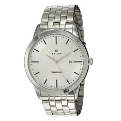 Elegant Titan White Dial Silver Strap Watch for Men