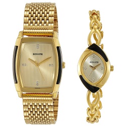 Awesome Sonata Analog Gold Dial Watch Set of 2 to India