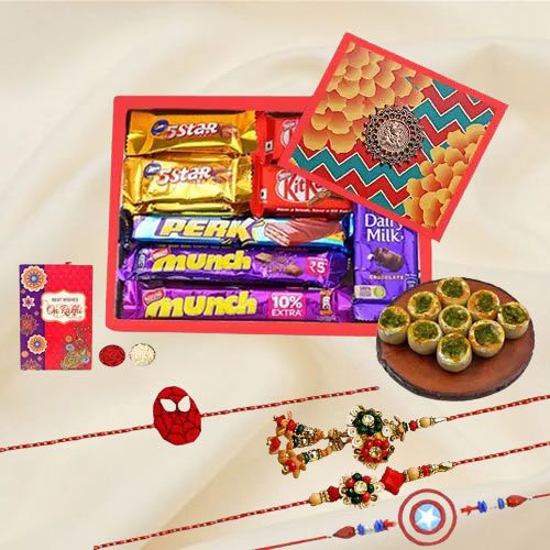Mouthful Chocolates with Family Rakhi Sets to Rakhi-to-world-wide.asp
