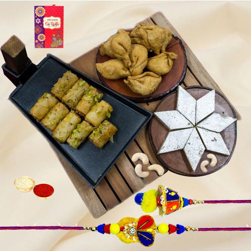 Sweets n Snack Plunge with Roll Baklawa N Bhai Bhabhi Rakhi to World-wide-rakhi-sweets.asp