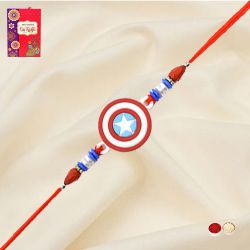 Attractive Captain America Rakhi with Card to World-wide-only-rakhi.asp
