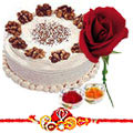 A Rose, 1Kg. Eggless Cake with Free Rakhi to Tirur