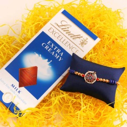 Moti and Stone Rakhi with Lindt Bar to Rakhi-to-australia.asp