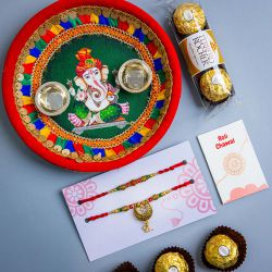 Sacred Bhaiya Bhabhi Rakhi Combo with Pooja Thali and Chocolates to Rakhi-to-australia.asp