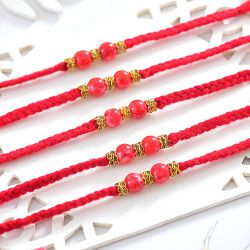 Festive Red Beaded Rakhi Pack to Rakhi-to-australia.asp