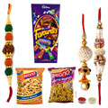 Stunning Set of One Single Rakhi , Bhaiya Bhabhi Rakhi ,Gujrati Mixture ,Khatta Mitha ,Mix Cadbury Chocolates to Rakhi-to-australia.asp