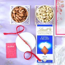 Heartwarming Red Beaded Rakhi with Chocolates and Dry Fruits to Rakhi-to-australia.asp