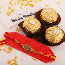 Attractive Rakhi with Ferrero Chocolate and Free Rakhi Card to Rakhi-to-australia.asp