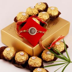 Delicious Ferrero Chocolate with Fancy Rakhi, Free Roli Chawal N Card to Rakhi-to-australia.asp