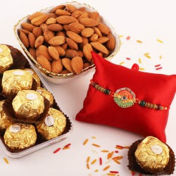Exciting Combo of Ferrero Rocher, Almonds with Fancy Rakhi to Rakhi-to-australia.asp