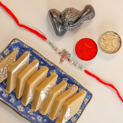 Ganesha Rakhi n Idol Gift with Kaju Katli to Rakhi-to-australia.asp