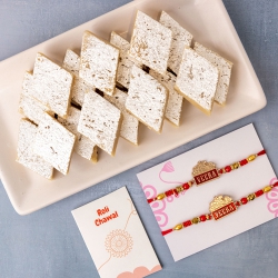 Veera Rakhi Twin Set with Katli to Australia-rakhi-sweets.asp