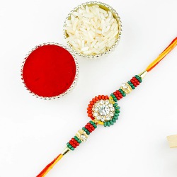 Rakhi Floral with Stones n Beads Galore to Canada-only-rakhi.asp