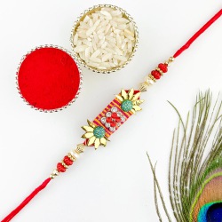 Golden Floral Petals Glam Rakhi Wishes to Canada-only-rakhi.asp