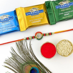 Ethnic Rakhi with 3 Ghirardelli Marvels to Rakhi-to-canada.asp