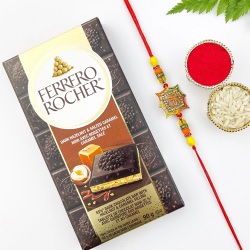 Holy Ek Onkar Rakhi N Ferrero Dark Hazelnut Bar to Canada-rakhi-chocolates.asp