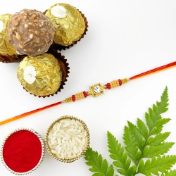 Glitterati Stone Rakhi N Ferrero 3 pcs to Canada-rakhi-chocolates.asp