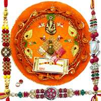 Alluring Rakhi Thali N 3 Rakhi set. to Rakhi-to-canada.asp