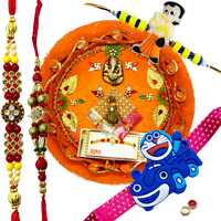 Lovely 2 Bhaiya N Kid Rakhi Set With Rakhi Thali to Rakhi-to-canada.asp