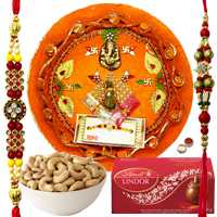 Captivating Combo of Rakhi Thali, 2 Rakhi, Cashew N Lindt Chocolate to Rakhi-to-canada.asp