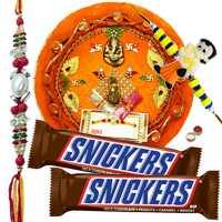 Beauteous Combo Of Bhaiya N Kid Rakhi With Rakhi Thali N Snickers to Rakhi-to-canada.asp