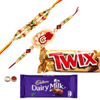Awesome Combo of 2 Rakhi With Cadbury Chocolate N Twix to Rakhi-to-canada.asp