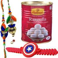 Enchanting Bhaiya Bhabhi Rakhi Set With Kid Rakhi And Haldiram Rasmalai to Rakhi-to-canada.asp