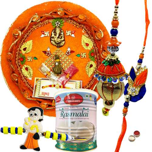 Pleasing Bhaiya Bhabhi Rakhi With Kid Rakhi, Pooja... to Nipani