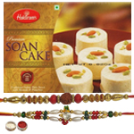 Elegant Rakhi Set With Haldiram Soan Cake to Rakhi-to-canada.asp