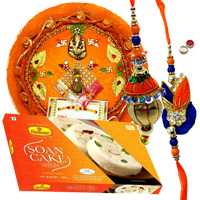 Graceful Bhaiya Bhabhi Rakhi, Pooja Thali And Haldiram Soan Cake to Rakhi-to-canada.asp