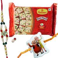 Elegant Combo Of Lovable Rakhi With Kid Rakhi And Haldiram Soan Papdi to Rakhi-to-canada.asp