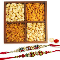 Beautiful Festive Combo of Rakhi With Assorted Dry Fruits to Rakhi-to-canada.asp