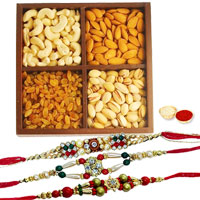 Attractive Pack of Mix Dry Fruits With 3 Fancy Rakhi to Rakhi-to-canada.asp