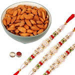 Yummy Almonds 200 gm And 3 Rakhi Set to Rakhi-to-canada.asp