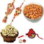 Fancy Bhaiya Bhabhi Rakhi With Single Kid Rakhi , Almond , cashews to Rakhi-to-canada.asp