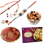 Beautifying Bhaiya Rakhis, Bhabhi Rakhi, Mixed Dry Fruits, Haldiram Soan Papdi And Pooja Thali to Rakhi-to-canada.asp