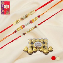 Ferrero Fushions N Three Glowy Rakhi to Rakhi-to-canada.asp