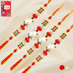 Exquisite Pearl Beads Rakhi for Four to Rakhi-to-canada.asp